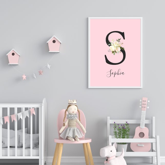  Rosa Brev 'S' Nursery Namn Wall Art Poster (Skapare uppladdad)