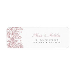 Rosa brevbagsmärke med fransk chinoiserie-chic returadress etikett