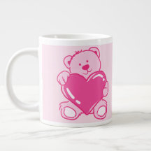 Rosa brevböna med söt teddybjörn hjärta