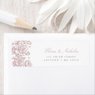 Rosa brevpapperetikett fransk chinoiserie chic returadress etikett