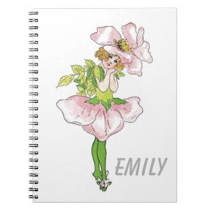 Rosa Briar Ro Flower Blommigt Funny Cute Girl Anteckningsbok