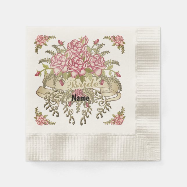 Rosa Bride bröllop napkins Pappersservett (Framsidan)