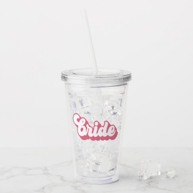Rosa Bride retro font bachelorette Take Away Mugg (Framsida Ice)