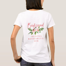  rosa bridesaid blommigt vattencolor t-shirt