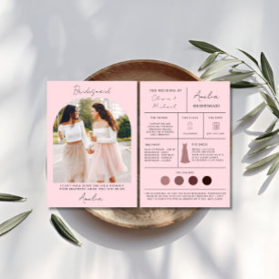 Rosa Bridesmaid Frieri & Maid of honor Card Inbjudningar