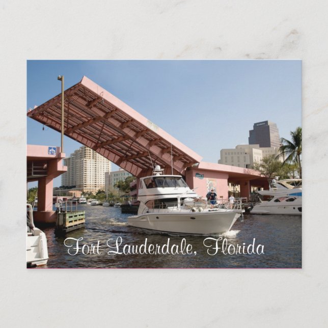 Rosa Bridge i Fort Lauderdale Bay, Florida Vykort (Framsida)
