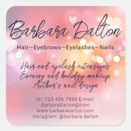 Rosa Bright Bokeh Fyrkantigt Klistermärke