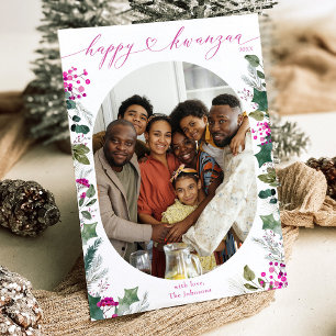 Rosa & Bright Family Photo Lycklig Kwanzaa-kort Julkort