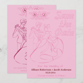 Rosa Bright & fet bröllop spara datum Datumet