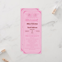 Rosa Bright och fetstilt Bröllopsprogram