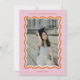 Rosa Bright Squiggles Studenten annons Card Inbjudningar