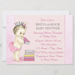 Rosa Bring a Book Baby Shower Inbjudningar