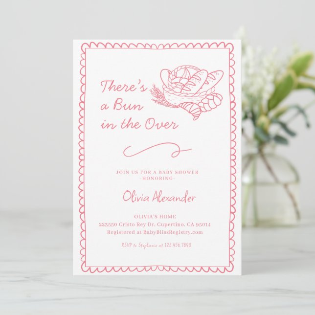 Rosa Bröd i Ugnen Baby Shower Inbjudningar (Stående Fram)