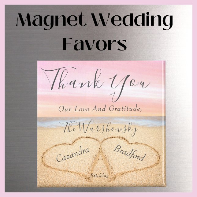  Rosa Bröllop 2 Hjärtand Bröllopet Magnet (Skapare uppladdad)