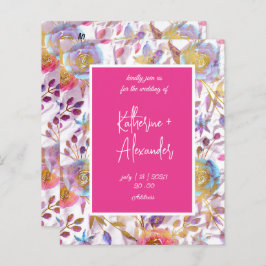 Rosa bröllop blommigt Lily-inbjudningsklassier