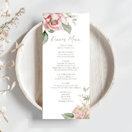 Rosa Bröllop Blommigt Middag Meny