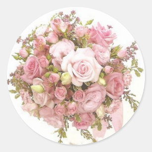 Rosa Bröllop Bouquet kuvert Seal Stickers Runt Klistermärke