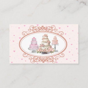Rosa Bröllop Cake Baker-Affärskortet Visitkort