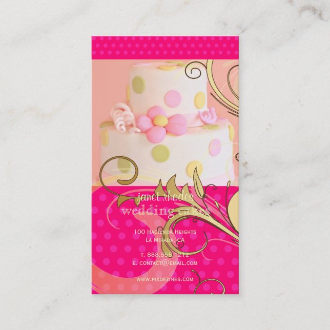 Rosa Bröllop Cake/Bakery/pâtisserie Visitkort (Framsida)