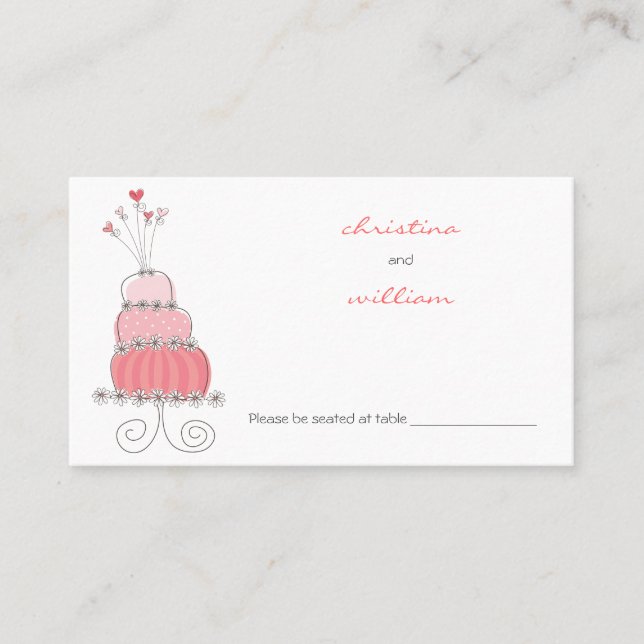 Rosa Bröllop Cake Chic Guest Escort Place Card Placeringskort (Framsida)