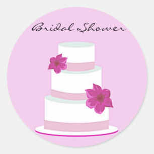 Rosa Bröllop Cake Möhippa Sticker Runt Klistermärke