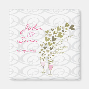 Rosa Bröllop Champagne Cheers Spara-the-Date Magne Magnet