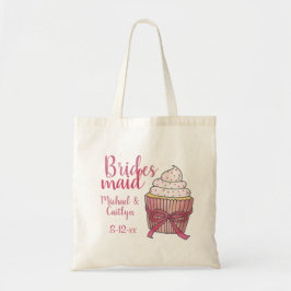 Rosa Bröllop Cupkaka Bridesmaid Tote Tygkasse