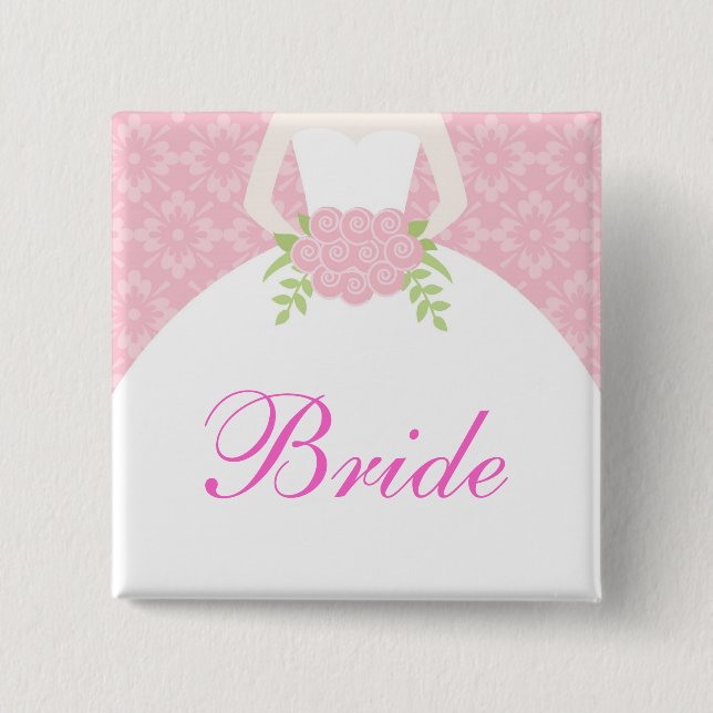 Rosa Bröllop Dress Brudens sida Knapp (Framsida)
