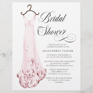 Rosa Bröllop Dress Inbjudningskort för möhippan Reklamblad