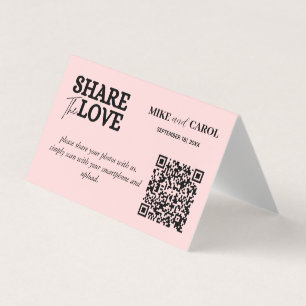 Rosa Bröllop-fotodelning med QR-kod Kort