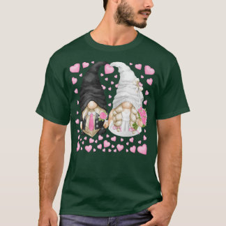 Rosa Bröllop Gnome med Mönster av kute och hjärta T Shirt
