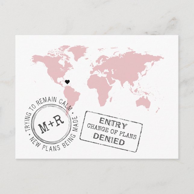 Rosa Bröllop i exotiskt land Ändra datum Roligt Meddelande Vykort (Framsida)