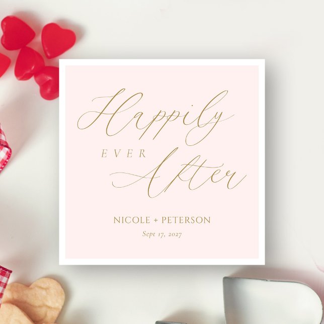  Rosa Bröllop Keepsak: Lyckligtvis allt efter Pappersservett (Blush Pink Wedding Keepsake: Happily Ever After Napkins)