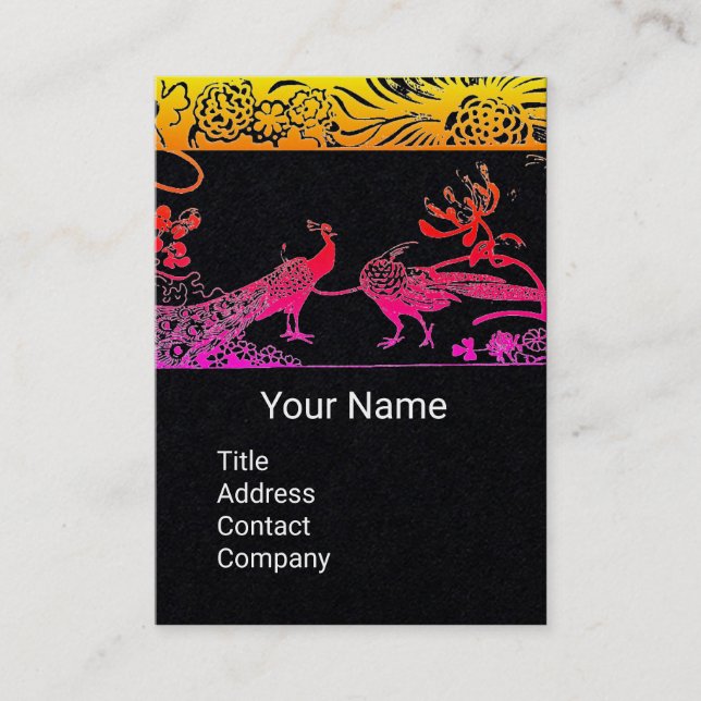 ROSA BRÖLLOP LOVE BIRDS MONOGRAM Black Papper Visitkort (Framsida)