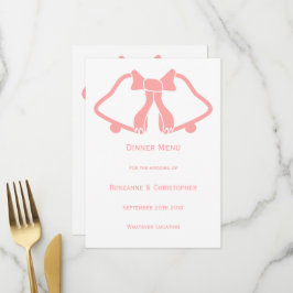 Rosa Bröllop Menu Klockor och Ribbon Meny