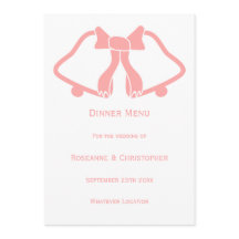 Rosa Bröllop Menu Klockor och Ribbon