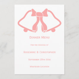 Rosa Bröllop Menu Klockor och Ribbon Meny