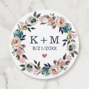 Rosa Bröllop Möhippa Monogram Tack Gåvor Etiketter