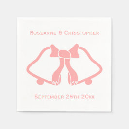 Rosa Bröllop Napkins Klockor och Ribbon Pappersservett