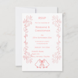 Rosa Bröllop OSA Card Klockor Scrollwork