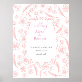 rosa bröllop poster