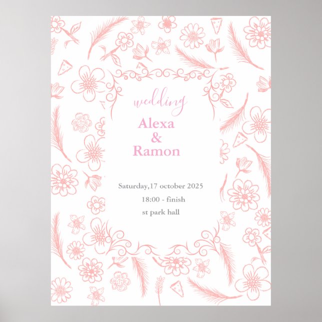 rosa bröllop poster (Framsidan)