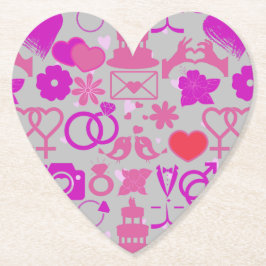 Rosa Bröllop prydnadsämnen mönster 03 Grått BG Underlägg Papper