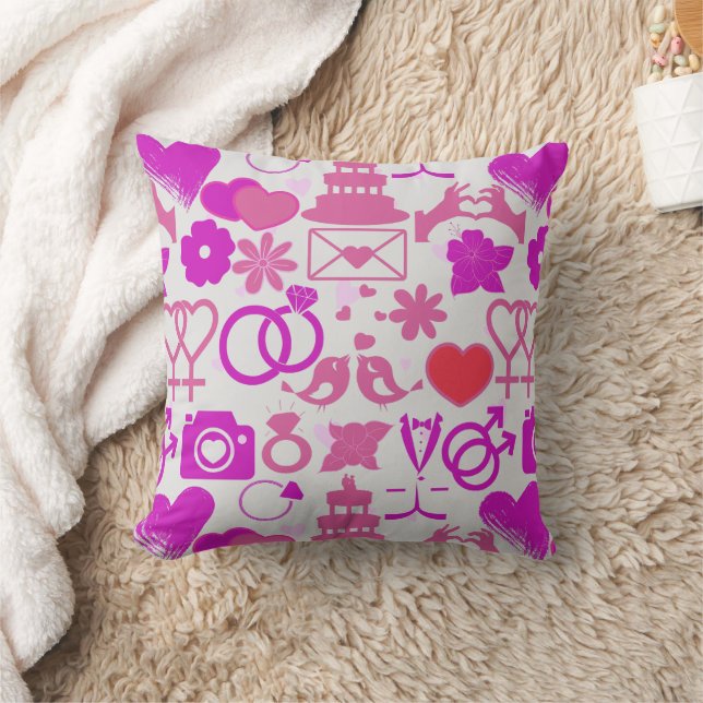 Rosa Bröllop prydnadsföremål mönster 03 Kudde (Filt)