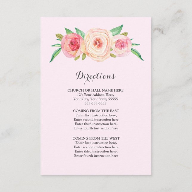  Rosa Bröllop Riktning Infoga Tilläggskort (Framsida)