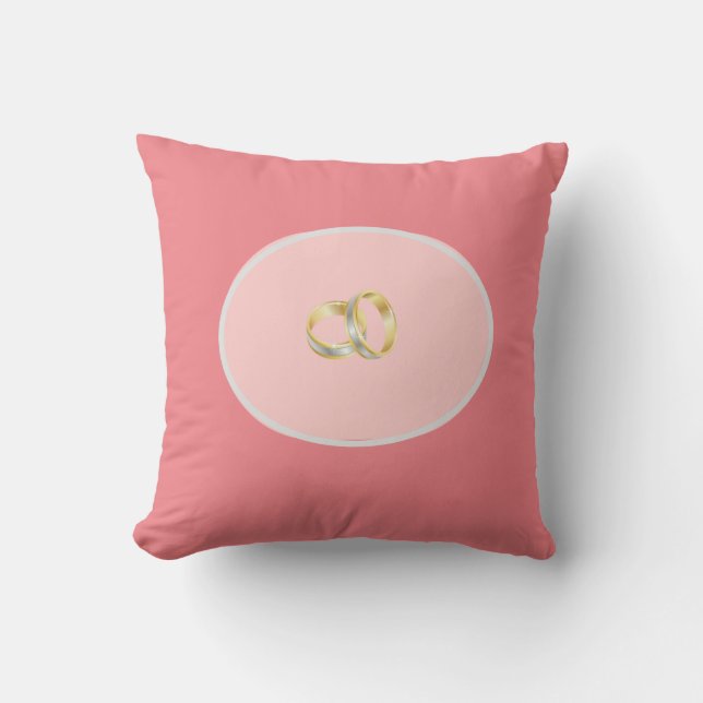 Rosa Bröllop Ring Cushion Kudde (Framsida)