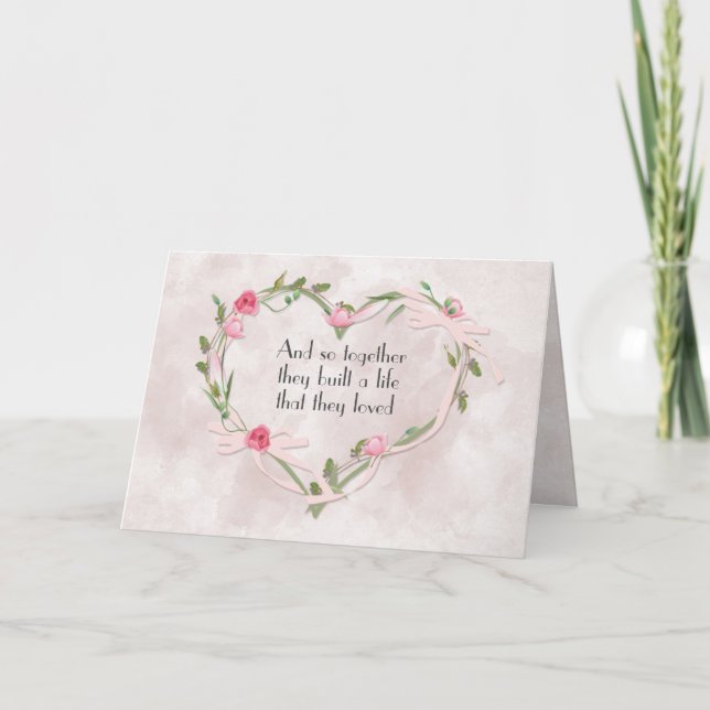 Rosa Bröllop Ro Heart Kort (Framsida)