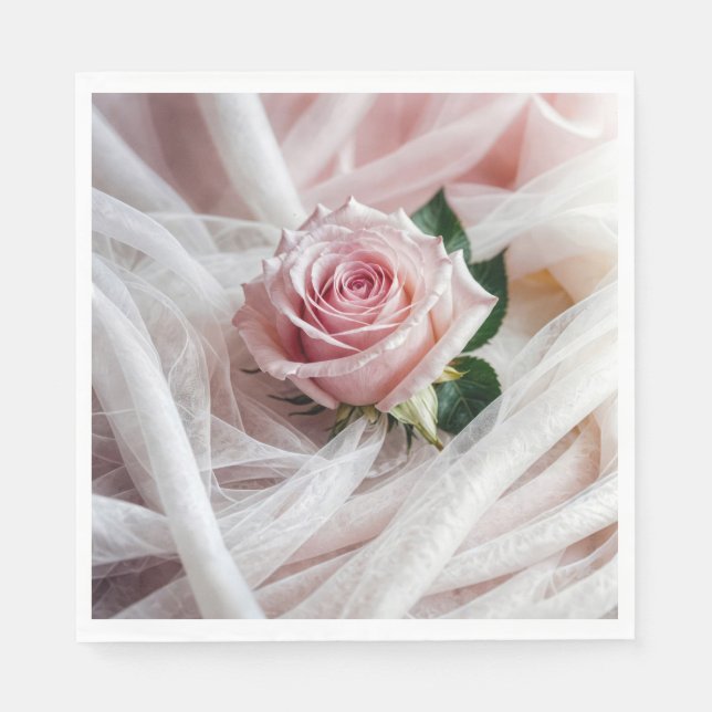 Rosa Bröllop Ro om Tulle Pappersservett (Framsidan)
