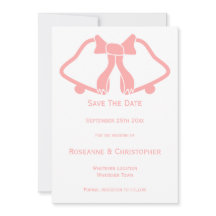 Rosa Bröllop spara datum Card Klockor och band