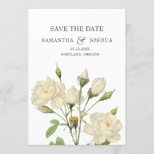 Rosa bröllop spara datum för elegant vitvintage inbjudningar